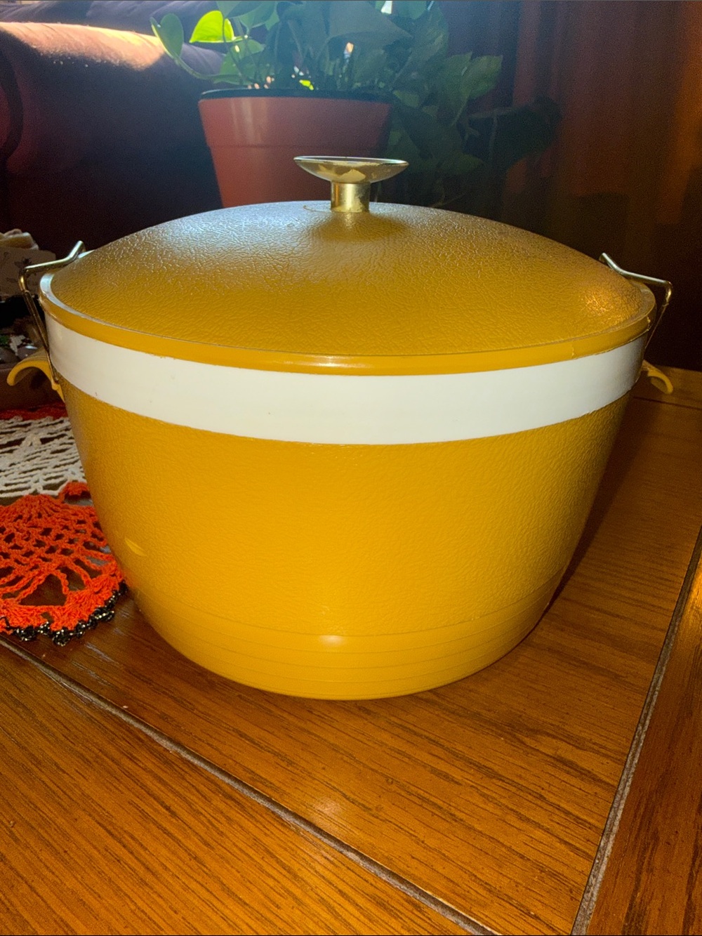 Vintage Sunfrost Therm-O-Ware Mustard Yellow Insulated Ice Bucket MCM